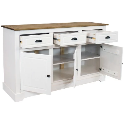 Sunnydaze Decor Sunnydaze Sideboard With 3 Drawers And 3 Doors - Solid Pine Construction - White - 32" 9 Sunnydaze Decor Sunnydaze Sideboard With 3 Drawers And 3 Doors - Solid Pine Construction - White - 32" - Image 9