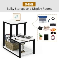 Costway 3-Tier End Table Sofa Side Table Night Stand W/ Shelf For Living Room White -Home Style Deals Store GUEST 4acaa4e3 273f 4d6c 866b c7c7bd51d26c