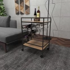 Metal And Wood 2 Tiered Wine Rack Chart Gray - Olivia & May -Home Style Deals Store GUEST 4b64cfc8 ad38 414d 8d83 746559348f83