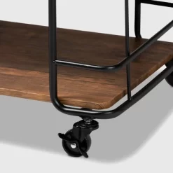 Neal Metal And Wood Kitchen Serving Cart Walnut/Black - Baxton Studio -Home Style Deals Store GUEST 4d9600ee e89e 4412 9c4f 7205fb96cbf8
