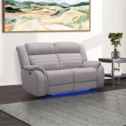 George Power Reclining Heat And Massage Loveseat Gray - Abbyson Living
