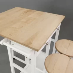 Square Hardwood Drop Leaf Table Top Breakfast Cart Natural/White - Flora Home -Home Style Deals Store GUEST 4e661a27 40b6 49b6 84b8 2a9a57282c6a