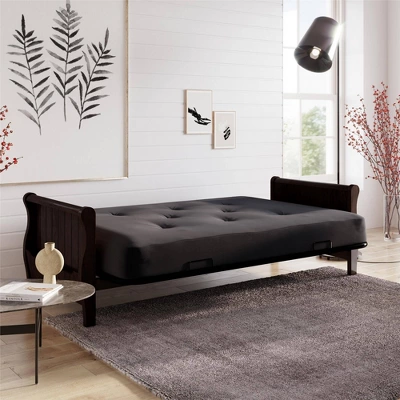 Full Chester Wood Arm Futon Frame With 8" Polyester Mattress - Room & Joy 3 Full Chester Wood Arm Futon Frame With 8" Polyester Mattress - Room & Joy - Image 3