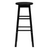 PJ Wood Classic Round-Seat 24 Inch Tall Kitchen Counter Stools For Homes, Dining Spaces, And Bars With Backless Seats, Square Legs, Black, Set Of 2