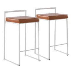 Set Of 2 Fuji Stackable Counter Height Barstools Leather/Steel - LumiSource -Home Style Deals Store GUEST 5008eb57 afb9 45c1 94bf 1188343e60ed