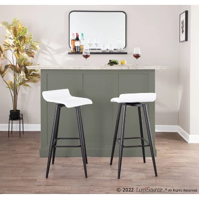 Set Of 2 Ale Faux Leather/Steel Barstools Black/White - LumiSource 9 Set Of 2 Ale Faux Leather/Steel Barstools Black/White - LumiSource - Image 9