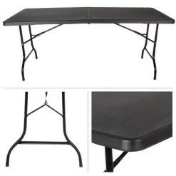 Folding Table Set - Set Of 2 Lightweight Portable Tables - 6-Foot-Long Plastic Tabletops For Camping, Parties, And Dining By Everyday Home (Black) -Home Style Deals Store GUEST 51cface2 2d8c 4dc0 a42e e75c7bfa7dcf
