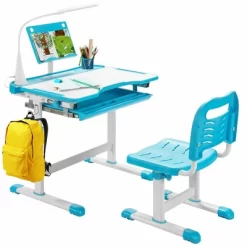 Costway Height Adjustable Kids Study Table And Chair Set W/Bookstand & Light Pink/Light Blue -Home Style Deals Store GUEST 5210f313 1ef2 42db 9264 fc55e2b9d3b1