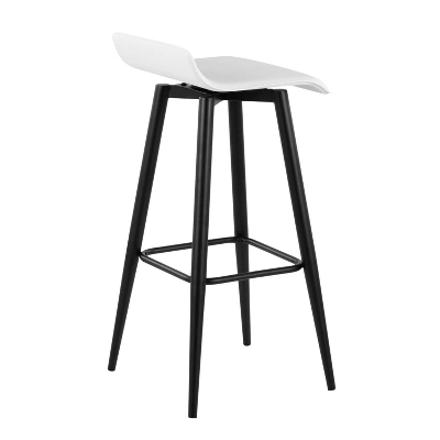 Set Of 2 Ale Faux Leather/Steel Barstools Black/White - LumiSource 3 Set Of 2 Ale Faux Leather/Steel Barstools Black/White - LumiSource - Image 3