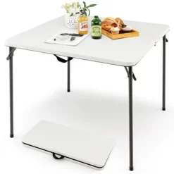 Costway Folding Camping Table Portable HDPE Outdoor Picnic Dining Table W/ Handle WhiteGrey -Home Style Deals Store GUEST 5315e869 2868 4c35 9cf2 9da36fec3e85