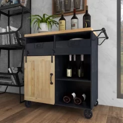 Industrial Rolling Cart Black - Olivia & May -Home Style Deals Store GUEST 547adace a6ec 4b6e b2c3 03fd25bd5569