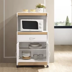 Microwave Kitchen Cart In White - Hodedah -Home Style Deals Store GUEST 54fc154b 5430 4ec2 a06f 31cf7426b59c