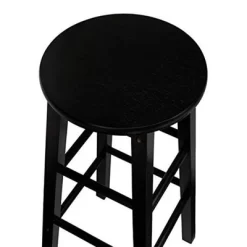 PJ Wood Classic Round-Seat 24 Inch Tall Kitchen Counter Stools For Homes, Dining Spaces, And Bars With Backless Seats, Square Legs, Black, Set Of 2 -Home Style Deals Store GUEST 55d2f917 57da 4dbf 9864 272798b40254
