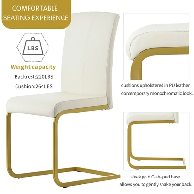 5 PCS Round Dining Table Set With Faux Marble Dining Table And Metal Legs, White-ModernLuxe 6 5 PCS Round Dining Table Set With Faux Marble Dining Table And Metal Legs, White-ModernLuxe - Image 6