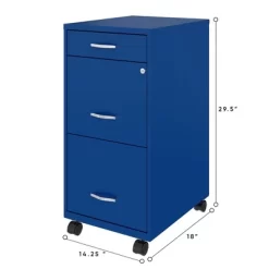 Space Solutions 18 Inch Wide Metal Mobile Organizer File Cabinet For Office Supplies And Hanging File Folders W/ Pencil Drawer & 3 File Drawers, Blue -Home Style Deals Store GUEST 57f95a21 02ab 42df 93e3 c43aa2d162a1