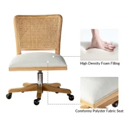 Crisolina Office Task Chair With Rattan Back Height-adjustable Computer Desk Chair Swivel | Karat Home-Linen -Home Style Deals Store GUEST 58d132ca 9f4a 4cd6 ab08 05aa9bcc0097