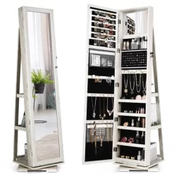 Costway 360degree Rotatable Jewelry Cabinet 2-in-1 Lockable Mirrored Organizer -Home Style Deals Store GUEST 5a4d681b 2347 4a9b a5f9 de8104c6e7e9