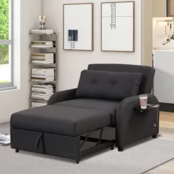 3 In 1 Pull Out Sleeper Sofa With 2 Wing Table And USB Charge-ModernLuxe