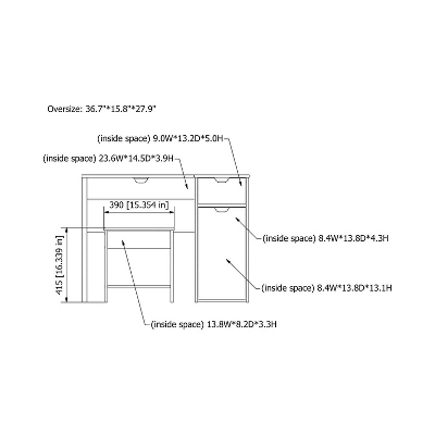 Lena 3 Drawer Vanity Set Dark Walnut - HOMES: Inside + Out 3 Lena 3 Drawer Vanity Set Dark Walnut - HOMES: Inside + Out - Image 3