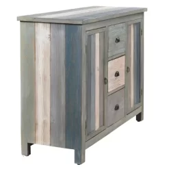 36" Distressed 3 Drawer 2 Door Cabinet Blue/Gray - StyleCraft