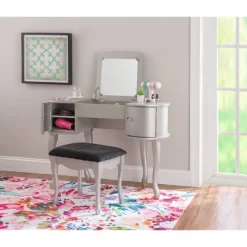 Paloma Vanity Set Silver - Linon -Home Style Deals Store GUEST 5c1bf3d2 b7d0 4054 9483 9abc51d5f708