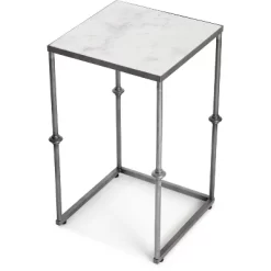 Berlin Solid Marble Side Table White - Finch