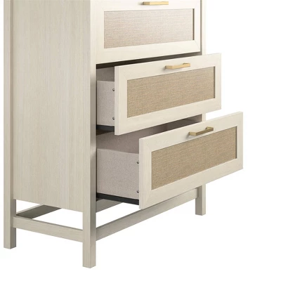 Latta 5 Drawer Dresser Ivory Oak/Faux Rattan - Room & Joy 6 Latta 5 Drawer Dresser Ivory Oak/Faux Rattan - Room & Joy - Image 6