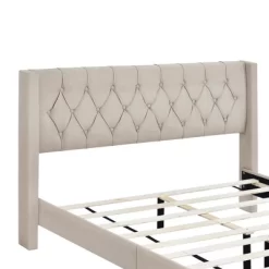 Queen Size Upholstered Wood Platform Bed-ModernLuxe -Home Style Deals Store GUEST 5d94edbc 0452 4ad1 9025 6c196a43ce2e