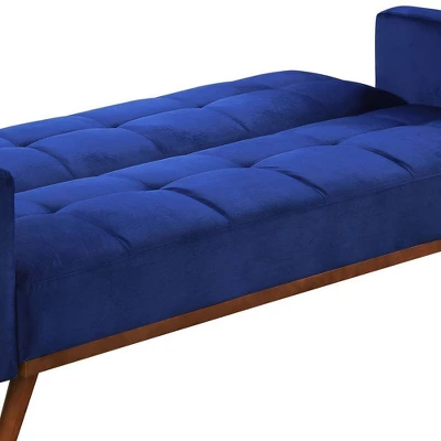 76" Tanitha Sofa Blue Velvet/Natural Finish - Acme Furniture 5 76" Tanitha Sofa Blue Velvet/Natural Finish - Acme Furniture - Image 5