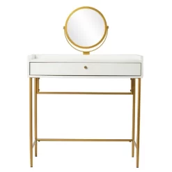 Randburg Vanity Table With Mirror White/Gold - Aiden Lane -Home Style Deals Store GUEST 5e946b7c d2dc 4daa 9e75 6d3be1eebdd1