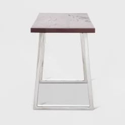 Lionel Wood And Stainless Steel Metal Bench Dark Walnut Brown - Finch -Home Style Deals Store GUEST 5e96888a e194 4ddc a2d3 c2e4225b1499