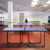 Soozier Midsize Table Tennis, Foldable Ping Pong Table With Net, Space Saving Folding Legs, Converts Into 2 Tables For Party Games, Cards, Blue