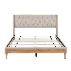 Queen Size Upholstered Wood Platform Bed-ModernLuxe -Home Style Deals Store GUEST 5f8b4637 fbee 4653 96b6 599a933afeaf