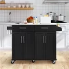 Yaheetech Large Kitchen Cart Kitchen Island On Wheels With Stainless Steel Countertop