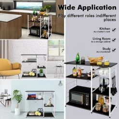 Costway Industrial Kitchen Baker's Rack Microwave Stand Utility Home Shelf W/ 6 Hooks -Home Style Deals Store GUEST 607acb60 8edb 4d30 8f98 a997693f4b9c