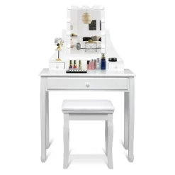 Tangkula Make-Up Vanity Table Dresser Set W/LED Light & Padded Stool -Home Style Deals Store GUEST 60a9e6ff 9844 4dbe 9f3c 6279eea8ff8c