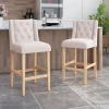 Set Of 2 Lansglen Button Tufted Wingback Barstools - Christopher Knight Home