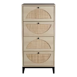 Arina Farmhouse Natural Rattan Vertical 4 Drawers Dresser - Maison Boucle -Home Style Deals Store GUEST 6279d38e 8513 490e 9e0c 97186e9f0310