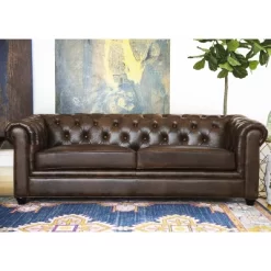 Keswick Tufted Leather Sofa Brown - Abbyson Living