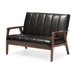 Nikko Mid-Century Modern Scandinavian Style Faux Leather Wooden 2 Seater Loveseat - Baxton Studio 8 Nikko Mid-Century Modern Scandinavian Style Faux Leather Wooden 2 Seater Loveseat - Baxton Studio -Home Style Deals Store GUEST 635cadfc 7b9f 43ca 868e 5d6c3e969e1a