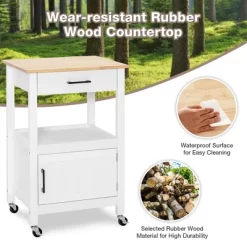 Costway Rolling Kitchen Island Cart On Wheels Bar Serving Trolley W/Drawer Cabinet BlackWhite -Home Style Deals Store GUEST 63abb543 f43c 4e4e 8033 22be4aa34c3c