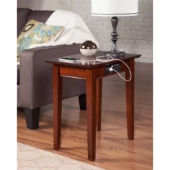 Shaker Chair Side Table With Charger Walnut - AFI -Home Style Deals Store GUEST 63ccdf7e 3c05 4ffa 9bb8 02be993f46c2