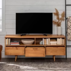 Cara Mid-Century Modern 3 Drawer TV Stand For TVs Up To 65" - Saracina Home -Home Style Deals Store GUEST 6406604d 1ec4 4548 a085 d7d44d4bfcce