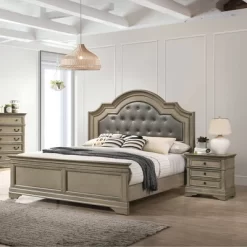 3pc Kritan Bed With 2 Nightstands Antique Warm Gray - HOMES: Inside + Out -Home Style Deals Store GUEST 645ef5e2 ba9d 47ce bd32 fdd34bafacec