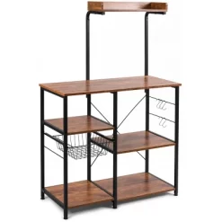 Costway 4-Tier Vintage Kitchen Baker's Rack Utility Microwave Stand W/ Basket & 5 Hooks -Home Style Deals Store GUEST 65643966 2c05 48c1 81b0 8cfbbf53ef78