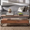 Felicia Rustic Industrial Metal/Wood Coffee Table Brown - Inspire Q