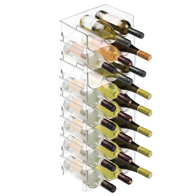 MDesign Plastic Stackable Wine Bottle Storage Organizer Rack 6 MDesign Plastic Stackable Wine Bottle Storage Organizer Rack - Image 6