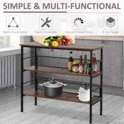 HomCom 3-Tier Industrial Style Storage Metal Wooden Shelf -Home Style Deals Store GUEST 6774779d 0f95 4fbd a933 6a68eb92dc8f