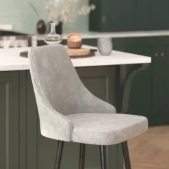 Flash Furniture Commercial Gray LeatherSoft Counter Height Stools With Chrome Accents - 2 Pack -Home Style Deals Store GUEST 67eed502 7ca7 4237 bd72 4319f2de362b