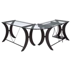 Monterey Glass Top L-Shape Computer Desk Cappuccino - Coaster -Home Style Deals Store GUEST 68f89d7b 4703 4ec2 8041 41072dd2ab59